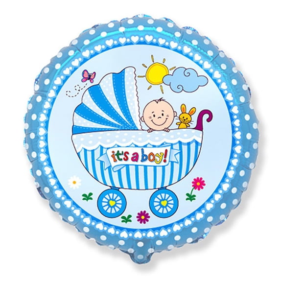 18 inch Baby Buggy Boy Foil Mylar Balloon - Party Supplies Decorations