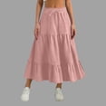 thumbnail image 2 of Qiopertar Women's A-Line Long Skirts Casual Comfy Elastic Waist Pleated Maxi Skirts Solid Color Loose Fit Spring Summer Vacation Beach Travel Boho, Pink XXL, 2 of 7