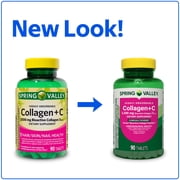 Spring Valley Highly Absorbable Collagen + C Tablets for Hair/Skin/Nail Health, 2,500 mg, 90 Count