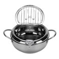 thumbnail image 1 of Fish Fryer Pot, 304 Stainless Steel Deep Fryer Pot Temperature Control Multifunctional Oil Saving Thickened with Lid, with Oil Drip Drainer Rack for Kitchen, for Frying Chicken, 1 of 7