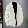 thumbnail image 2 of Tiweut Casual Leather Jackets Mens Mens Style Long Sleeve Lapel Side Zipper Outerwear Outdoor Activities Blouses White,XL, 2 of 3