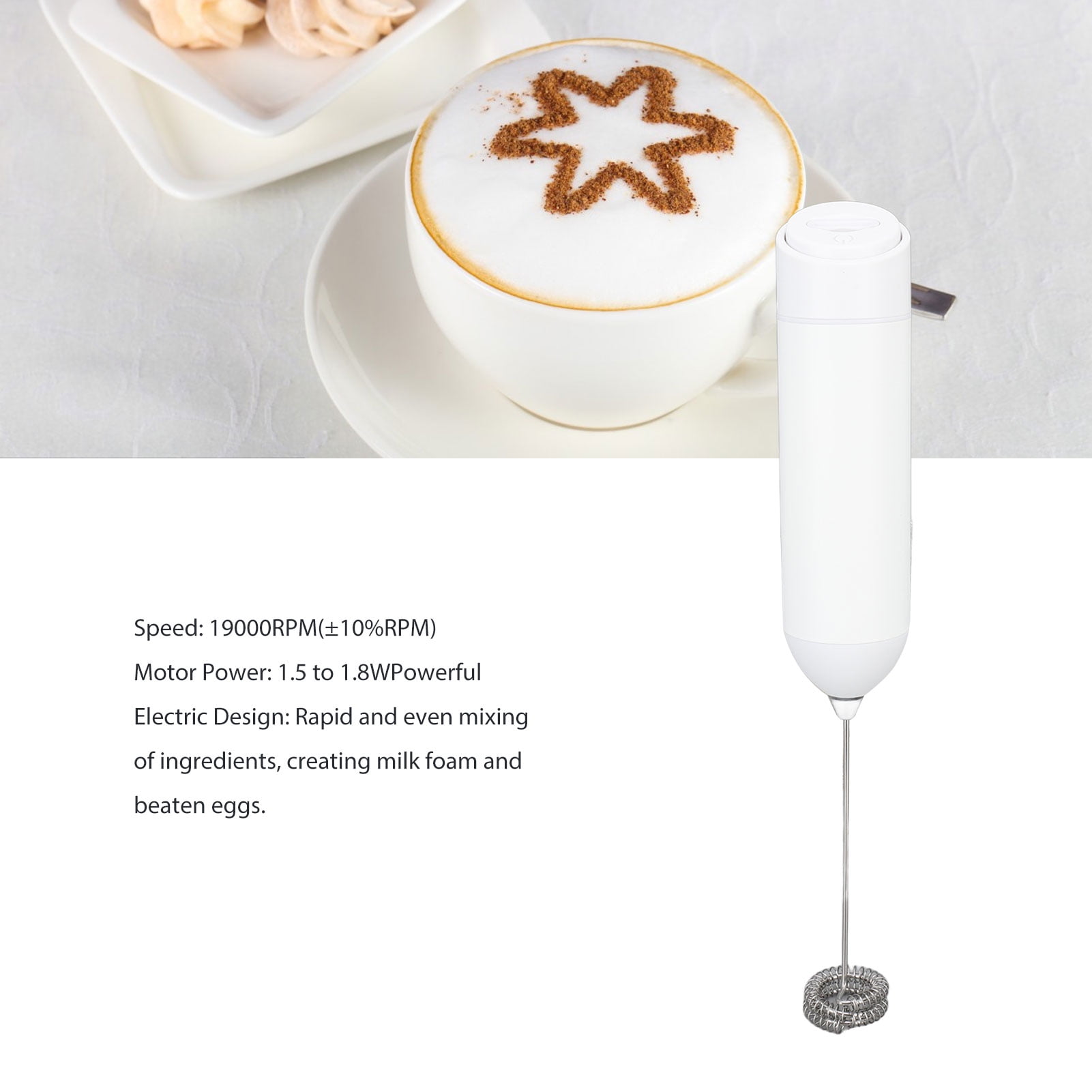 milk.❤︎•*¨*•.¸♬︎ ZX Milk Frother Electric Foam Maker with Whisk High Speed
