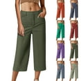 thumbnail image 2 of Fengactive Women's Casual High Waisted Loose Dress Capri Pants for Women Pull On Office Work Capris with Pockets, 2 of 5