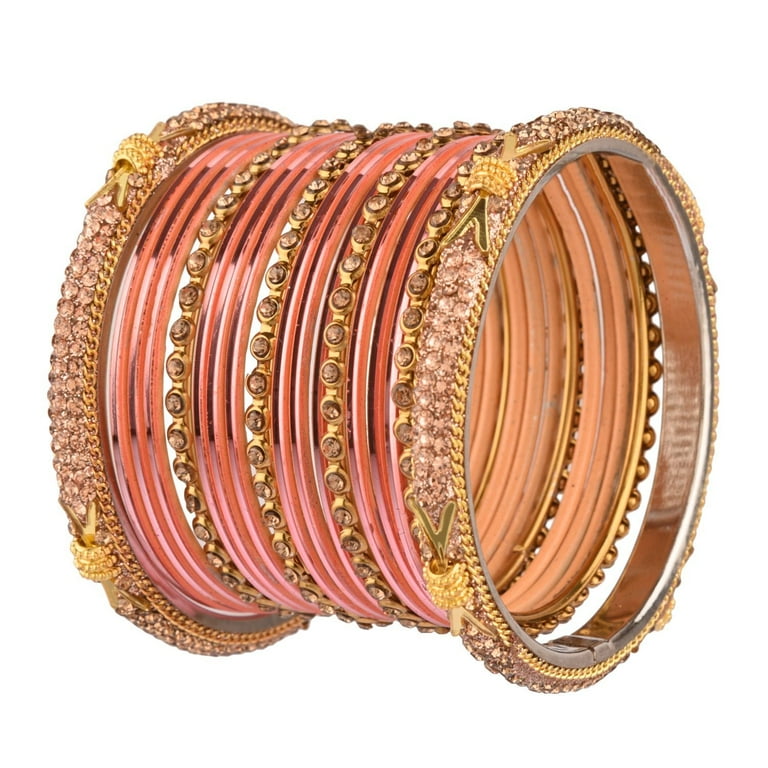 Efulgenz Indian Bangle Set for Wedding Crystal Rhinestone Bracelet