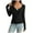 Black, variant on Women's Casual Long Sleeve V-Neck Pullover Blouse with Ruched Bust Detail and Solid Color Women's Pullover Tops