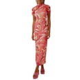thumbnail image 1 of SAYOO , vestido ajustado largo estampado de verano para mujer, manga corta, estampado elegante, cuello redondo, fiesta, playa, vacaciones, ropa de calle SAYOO casual, 1 of 9