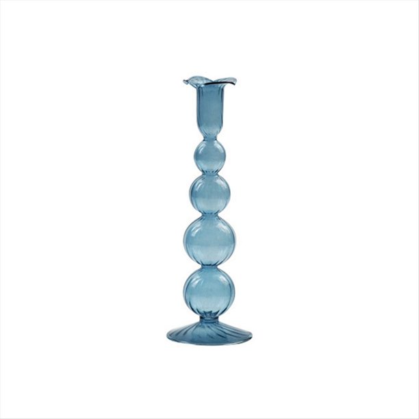 Sostenedor de Vela de Cristal de la Vendimia Romántica de Cristal Candelabro Hidropónico Florero Transparente de Regalo de Estilo Europeo Transparente Azul