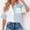 Blue, variant on Spring Tops Blue Short Sleeve Button Color Block V-Neck T-Shirts Womens T Shirts M