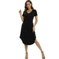 thumbnail image 4 of Women's Long Nightdress Sleepwear V Neck Ankle-Length Nightgown With 2 Pockets Short Sleeve Sleep Shirt Soft Casual Loose Pajamas Nightshirt Plus Size Loungewear, Black S-3XL, 4 of 9