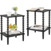 Side Table Small End Table with Storage Shelf 2-Tier Small Coffee Tables Living Room for Bedroom Narrow Spaces (Rustic Brown)