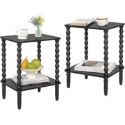 Side Table Small End Table with Storage Shelf 2-Tier Small Coffee Tables Living Room for Bedroom Narrow Spaces (Rustic Brown)