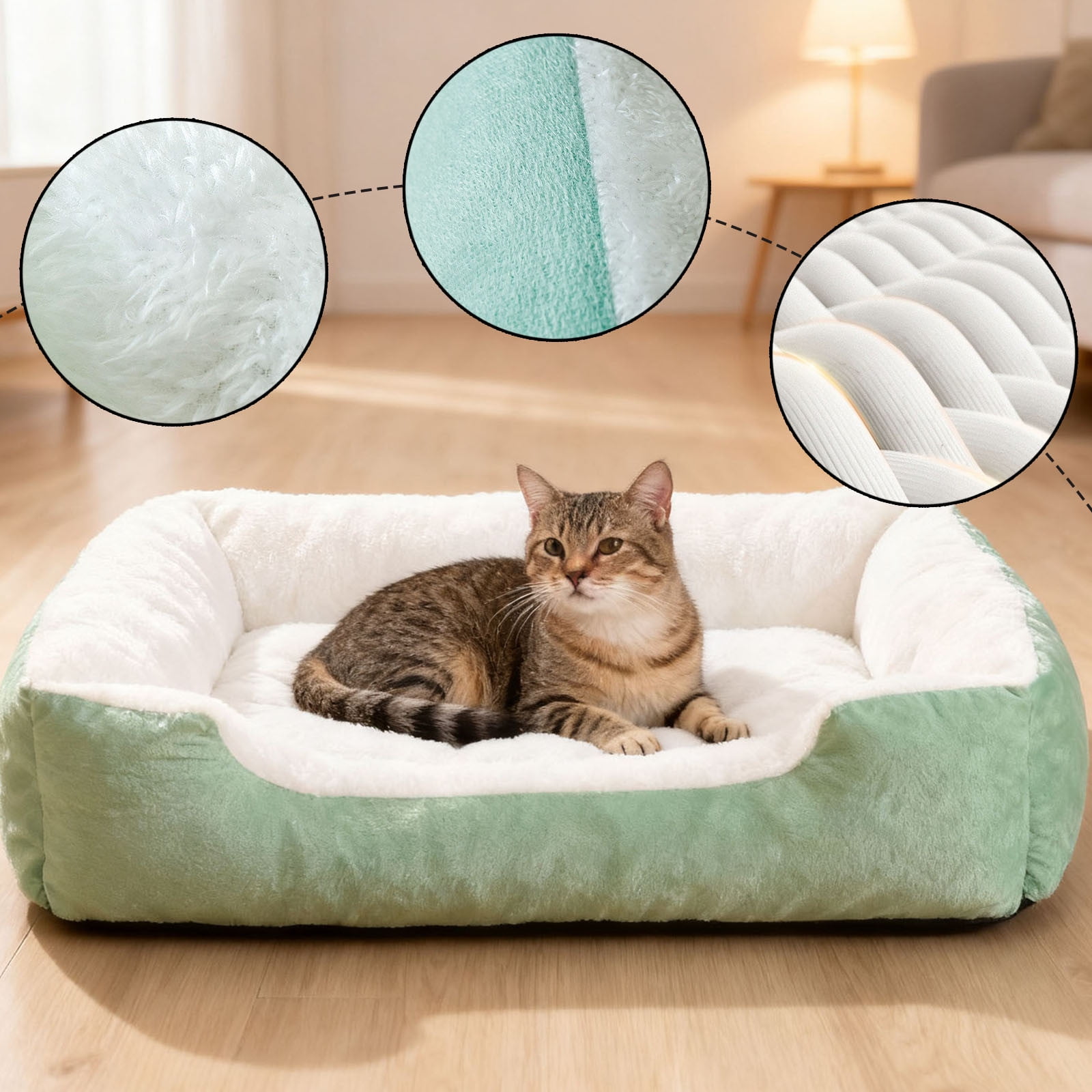 Orthopedic Cat and Dog Bed with Removable Washable Cover for Indoor Comfort Sleeping Mat - Construction
