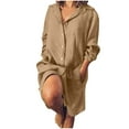 thumbnail image 2 of Jsaierl Cotton Linen Dresses Women Short Sleeve Casual Plus Size Midi Dress Cute Solid Color Crewneck Dress Bohemian Breezy Dresses 2024, 2 of 8