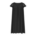 thumbnail image 6 of Summer Dresses for Women 2025, Women's Casual Solid Color Round Neck Lace Splicing Short Sleeved Dress(Black,S), 6 of 8