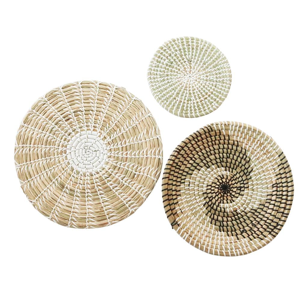 Natural Woven Fruit Basket Bowl, Handmade Wicker Wall Decor Decorative