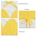 thumbnail image 4 of Top de sujetador de crochet atado con cuello en V, suave, delgado, ahuecado, top de bikini de punto con cuello halter de moda para mujer, amarillo, L, 4 of 5