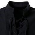 thumbnail image 4 of SWSMCLT Men's Lace Up Shirt Linen Tab Long Sleeve Renaissance Gothic Cotton Tshirt Vintage Medieval Pirate Shirts Retro Band Collar Viking Pullover Victorian Tees Black XX-Large, 4 of 5