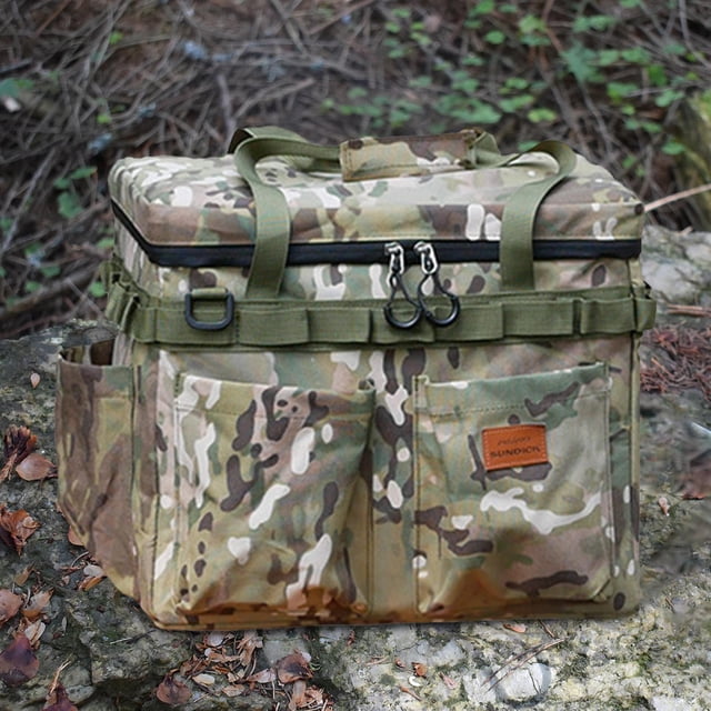 Bolsa de almacenamiento shamjiam para acampada con asas y bolsillos Camuflaje verde