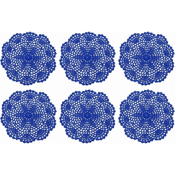 QIANJIA Crochet Doilies,6Pcs 8" - Handmade Crochet Cotton Coaster, Round Lace Placemats with Floral Patterns for Wedding Party Decoration