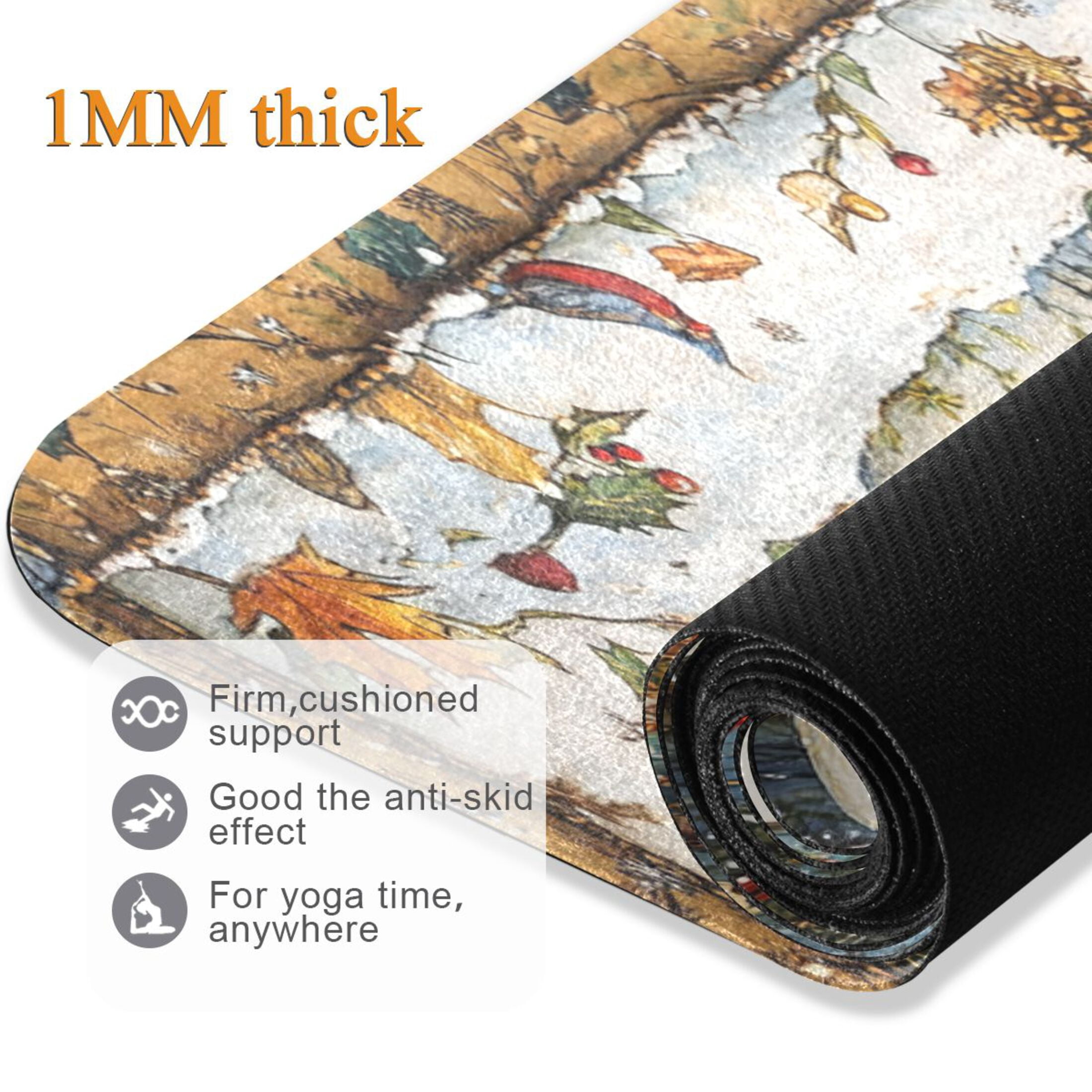BZSMCE Yoga Mat Women Whimsical Snowman Printing Fitness Mat