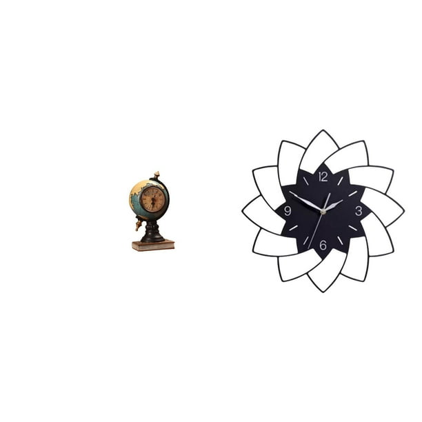 Figura de escritorio,Reloj de mesa con figura de globo terráqueo,decoración para oficina y hogar,Reloj de pared grande,Reloj de pared acrílico silencioso,sin tictac,Reloj de pared grande