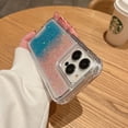 thumbnail image 4 of Glitter Case Compatible with iPhone 15 Pro Max, Luxury Gradient Bling Sparkle Floating Soft TPU Cushion Luxury Fashion Girly Women Cute Holiday Phone Case Cover for iPhone 15 Pro Max, Light Pink+Blue, 4 of 10