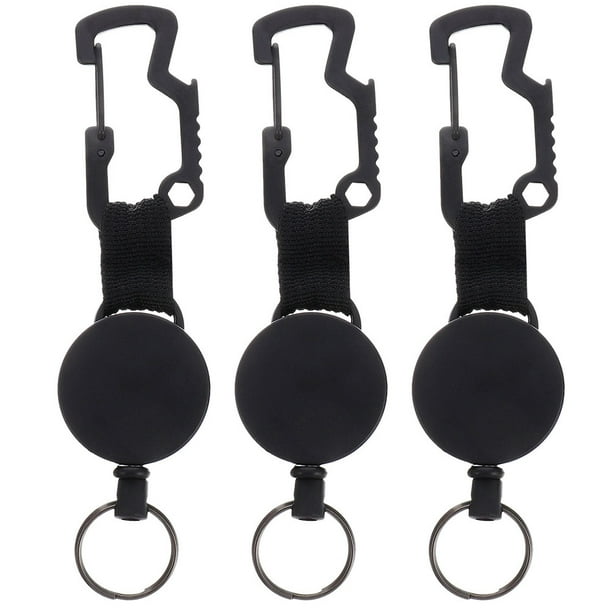 EeaseMX 3 mosquetones prácticos para llaves, retráctiles, para cinturón y porta credencial.