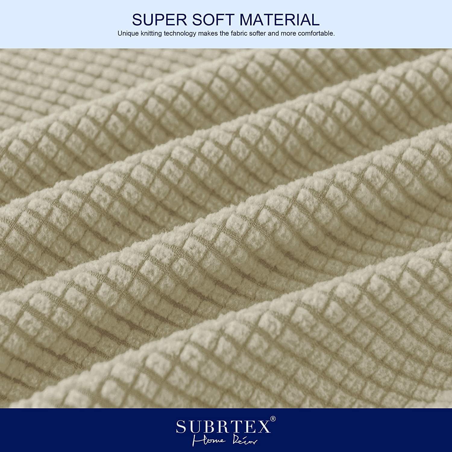 Subrtex 4-Piece Stretch Textured Grid Sofa Cover Slipcover,Separate Cushion Cover(Sand, Sofa)