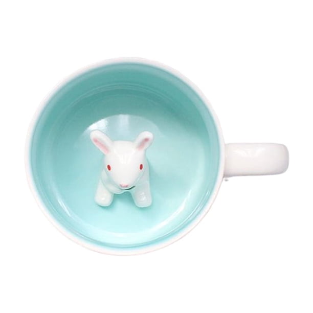 Inteprter Taza de cerámica Tazas tridimensionales Desayuno Botella adorable Regalos Taza Café Multifunción Oficina Hogar Presente Juegos de servir café y té Conejo