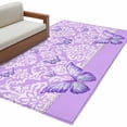 thumbnail image 2 of Butterfly Floral Washable Area Rugs 2.7'x5', Purple Floral Texture Butterflies Pearl Low Pile Throw Living Room Rug Non-Slip Sturdy Edge Binding Carpet for Indoor Entryway Bedside Kitchen, 2 of 9