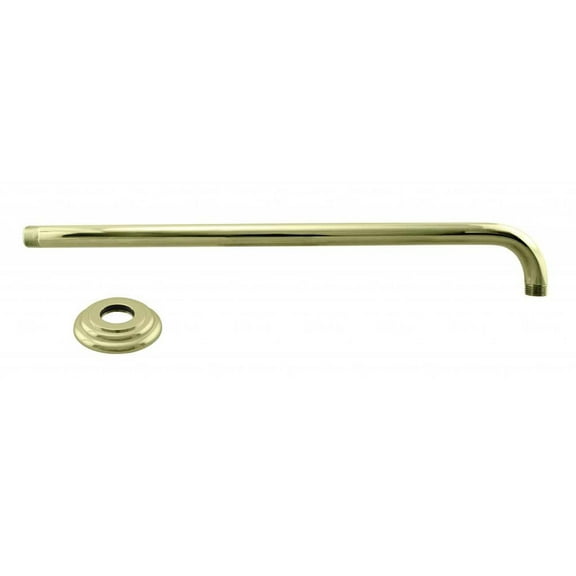 Westbrass 1/2" IPS x 19" IPS 90-Degree Rain Shower Arm with Flange, Polished Brass