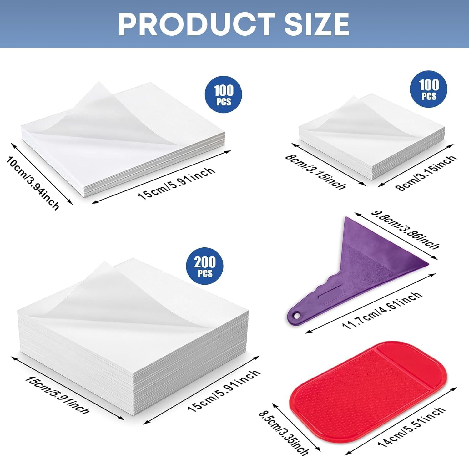 400Pcs Diamond Painting Release Paper: Double-Sided Non-Stick Pre-cut Cover Sheets in 3 Sizes - Reusable & No Residue Replacement for 5D Diamond Art - with Anti-Slip Mat and Straightener