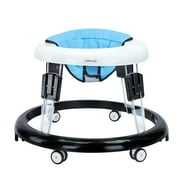 UBRAVOO 9 Adjustable Height Baby Walker, Universal Wheels, for Girls Boys 6-18 Months, Flax Blue