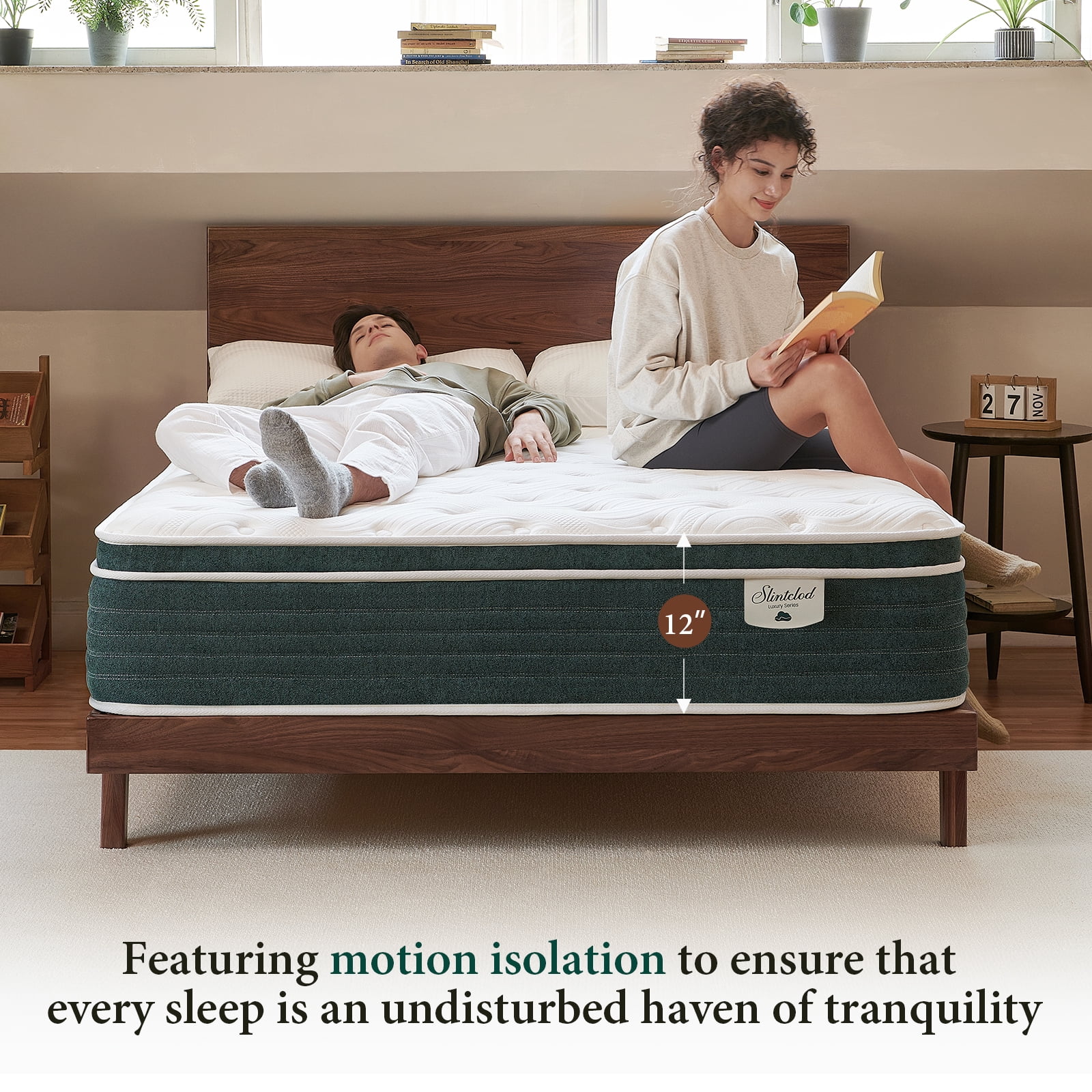 Slintclod Hybrid 12 Inch Twin Mattress- CertiPUR-US Certified- No Fiberglass- Medium Firm- Contouring Gel Memory Foam - Cooling Fiber- Forever Warranty(75"x39"x12")