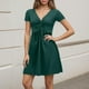 thumbnail image 1 of WILLBEST Vestidos Largos Casuales Para Mujer Vestido Casual De Moda Para Mujer, De Manga Corta, Con Cuello En V, Con Sensación De Nudo En El Pecho Y Cintura., 1 of 3