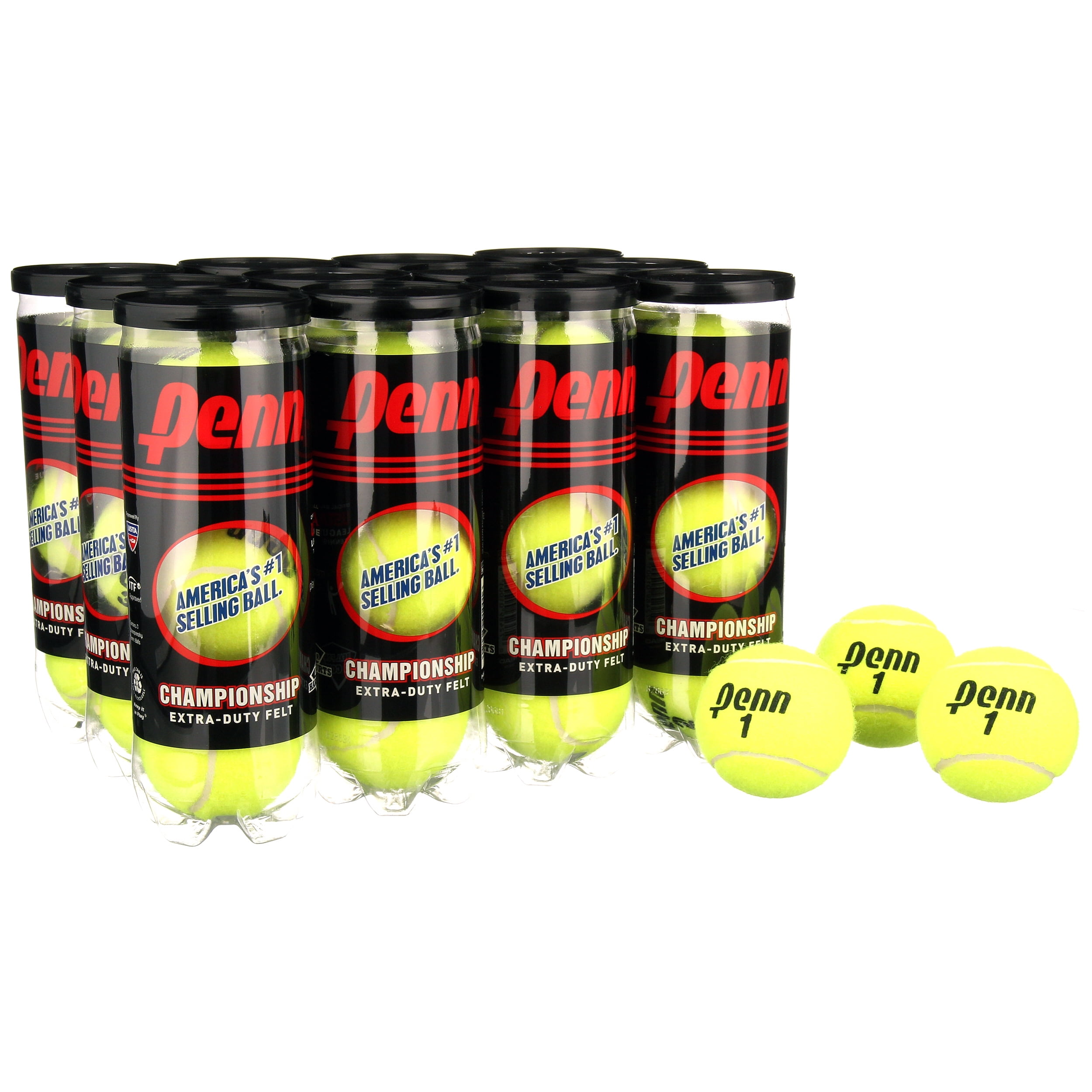 Penn Championship Extra Duty Tennis Balls Pack of 12 Cans 36 Balls 
