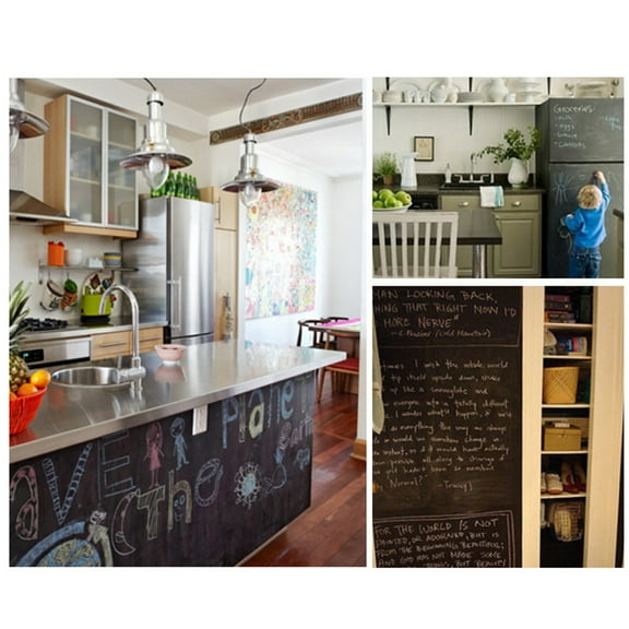 LOLIPPYY 1Pc Reusable Black Chalkboard Wall Decal with Wear Resistant PVC Material