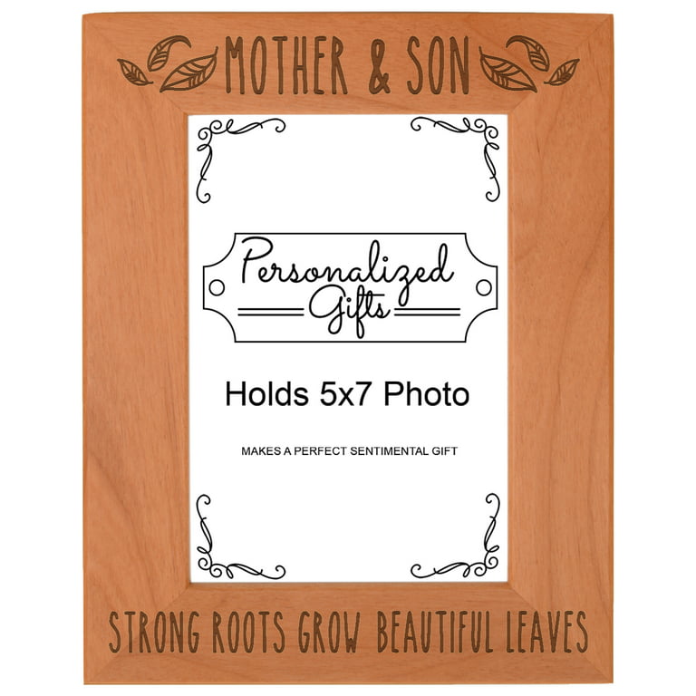ThisWear First Time Mom Gifts Mother and Son Strong Roots Grow Beautiful  Leaves Birthday Gifts Mom Wood Laser 5x7 Portrait Picture Frame 