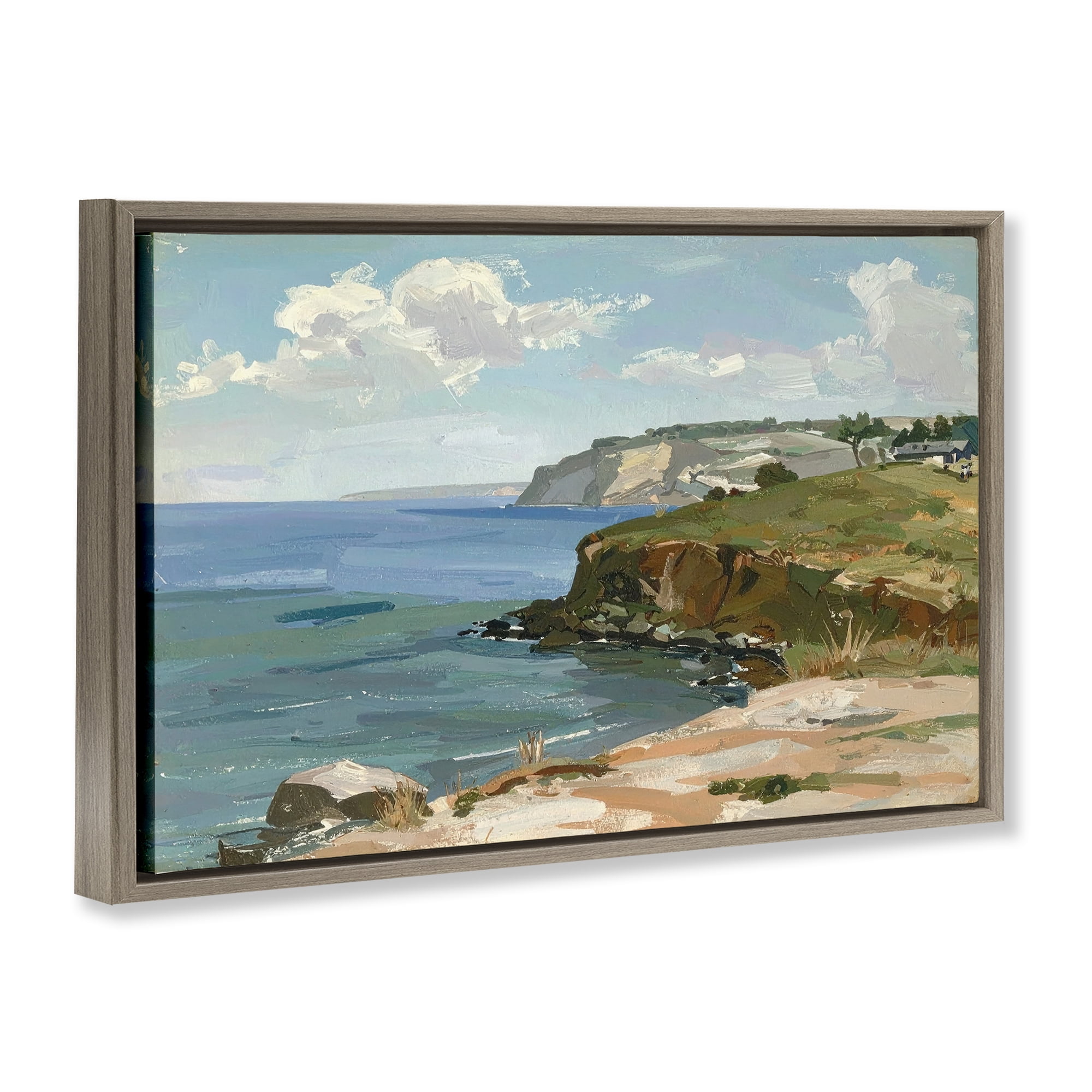 Stupell Industries Along The Shore Scenery Brown Framed Floater Canvas Wall Art, design by Alonza Saunders