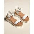 thumbnail image 3 of Steve Madden Roselita Ankle Strap Cork Lightweight Platform Wedge Sandals (White Leather, 7), 3 of 9