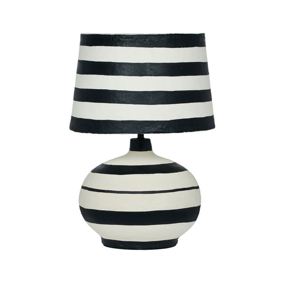 Positano Black Striped Papier Mache Table Lamp