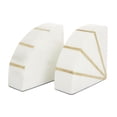 thumbnail image 6 of CosmoLiving by Cosmopolitan 5" Geometric 9 lbs White Marble Bookends with Gold Inlay (Set of 2), 6 of 8