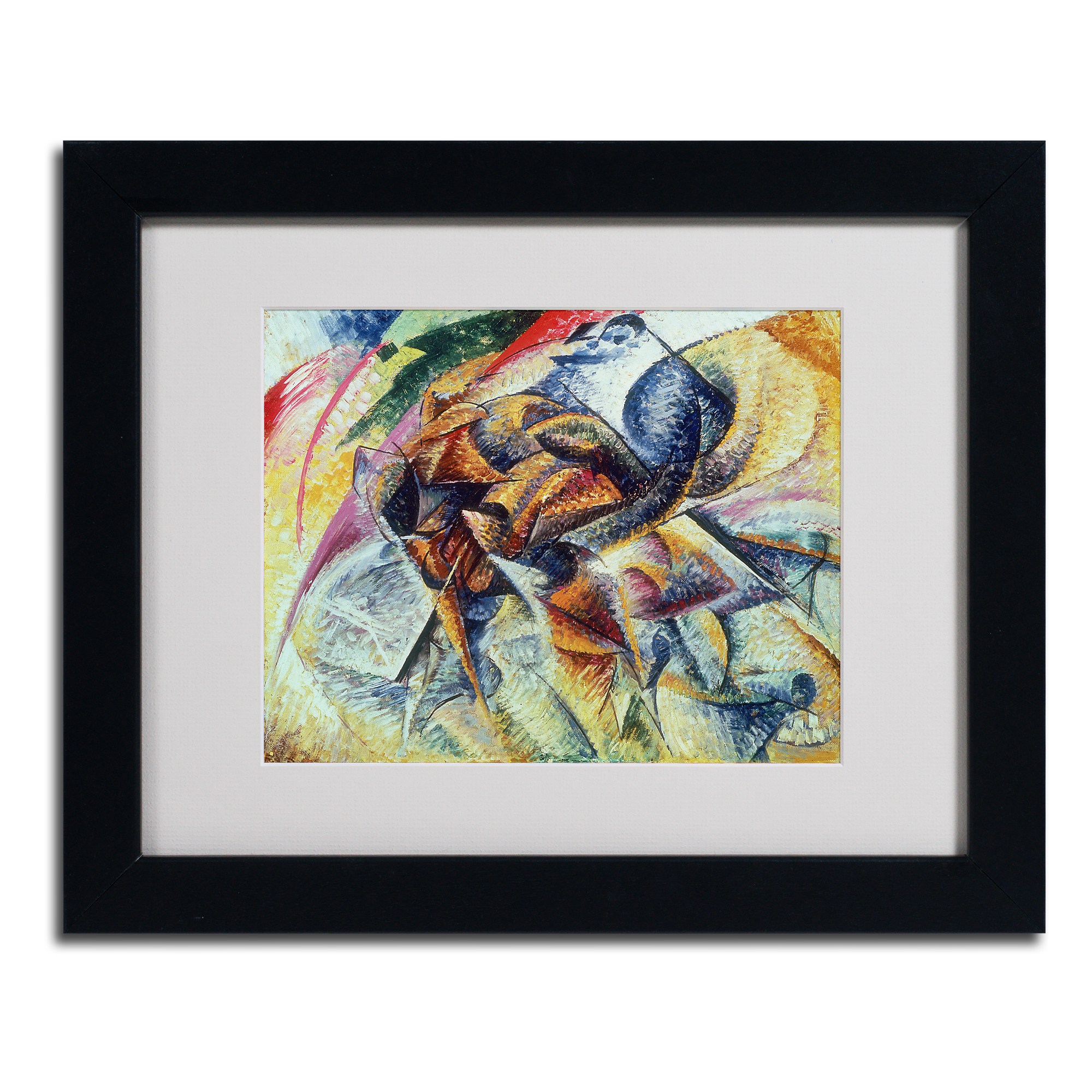 Trademark Fine Art "Dynamism of a Cyclist, 1913" Matted Framed Art by Umberto Boccioni, Black Frame