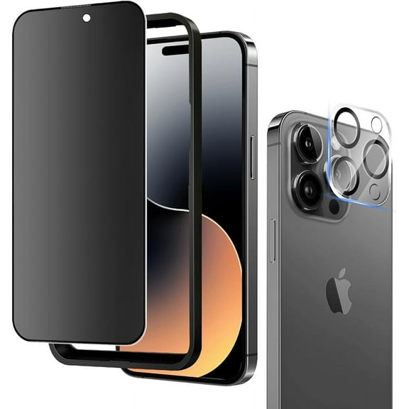 For iPhone 15 Pro 6.1" Matte Privacy Screen Protector with Camera Lens Protector Full Coverage Anti-glare Anti-spy Tempered Glass Film Anti-fingerprint Easy Installation