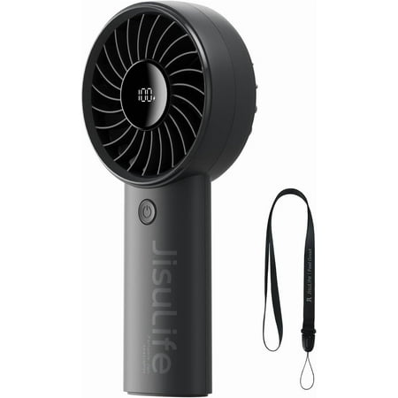 Handheld portable fan, stronger and more durable: 5 speed settings, 5000 battery, 12-blade turbo boost, powerful wide wind, display screen, rechargeable personal fan, suitable for travel, concerts, m