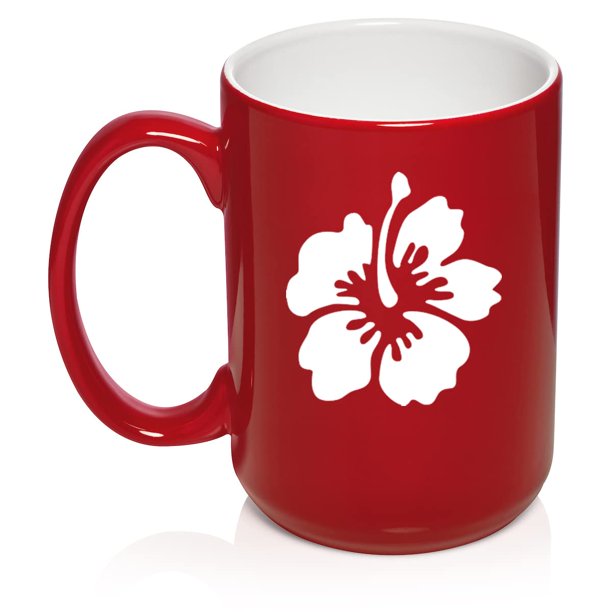 Hibiscus Flower Ceramic Coffee Mug Tea Cup Gift for Her, Wife, Sister