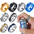 thumbnail image 4 of Titanium Steel Rotatable Chain Rings Men Women Stress Ring For Anxiety Couple Jewelry 8mm Corkscrew Rings Multifunctional Gift 1065 7, 4 of 6