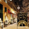 thumbnail image 5 of Happy New Year 2025 Clock Decorative Garden Flag, Black Gold Fireworks Stars Celebration Yard Outside Decorations, Golden Christmas Winter Burlap Outdoor Small Home Decor Double Sided 12.5x18, 5 of 6