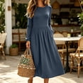 thumbnail image 5 of Women's Long Sleeve Casual Fall Dresses Crew-Neck Swing Party Dress with Pockets 2026 Gray L, 5 of 7