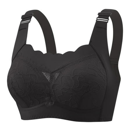 Yyeselk Plus Size Bras for Women Comfortable Full-Coverage Adjustable Straps Everyday Bra Push Up Seamless Anti-Sagging T Shirt Bras Black XXXXL